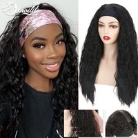 24inch water wave headband wig hair band glueless synthetic hair wig for black women daily use fiber hair perruque bandeau femme