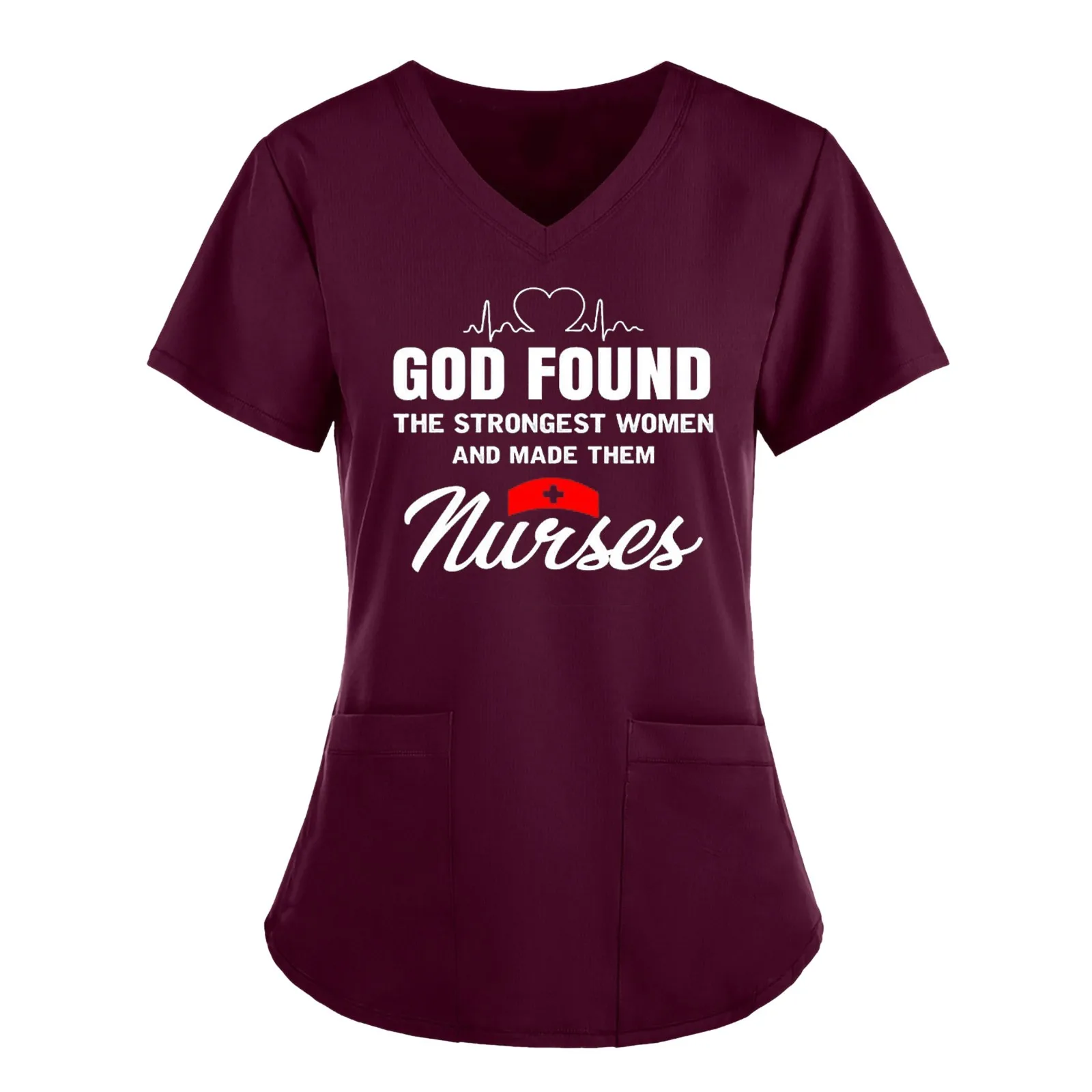 

Women Short Sleeve V-neck Tops Nursing Working Uniform T-shirts Uniforme de enfermera Monos de dentista Uniform