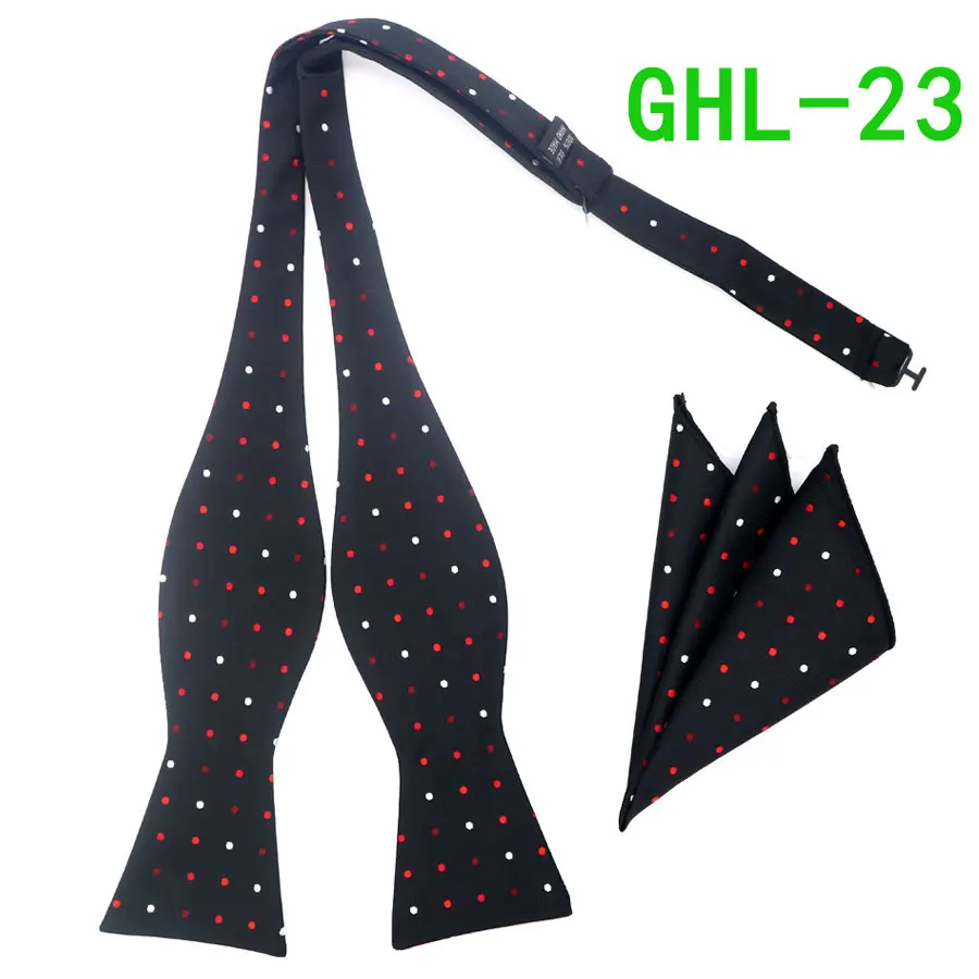 GHL 23 GHL17-36 полосатый шёлковый жаккардовый тканый Для мужчин бабочка самостоятельно регулируемый галстук-бабочка Карманный платок носовой платок костюм для свадебного торжества - Цвет: GHL 23