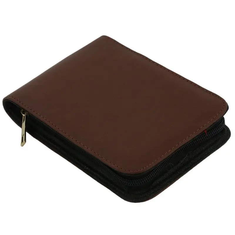 Fountain Pen Roller Brown Leather Binder Case Holder Stationery for 12 Pens |