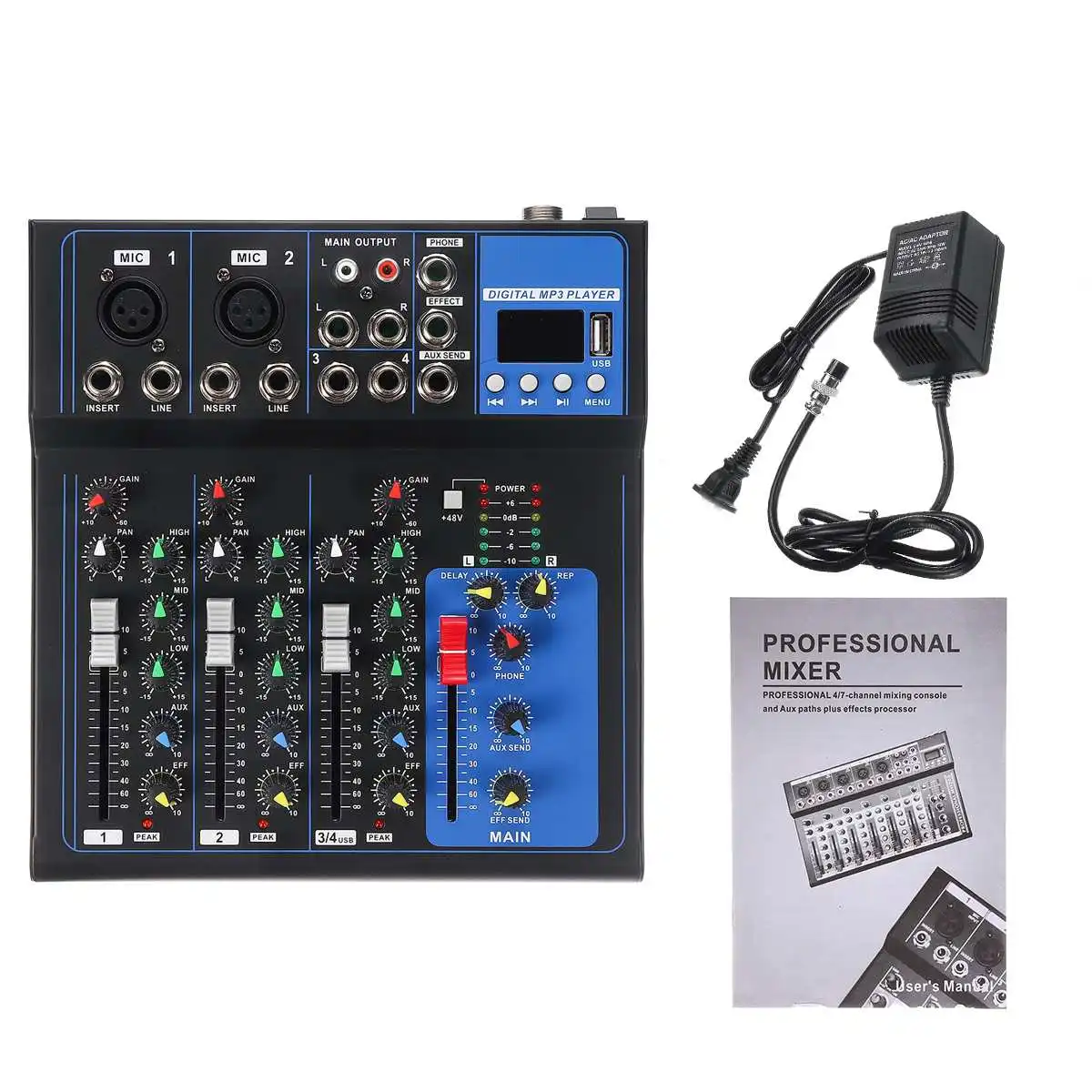

Professional 4 Channel bluetooth Mixer Console Karaoke KTV Audio Mixing USB bluetooth Music Stereo Mixer DJ
