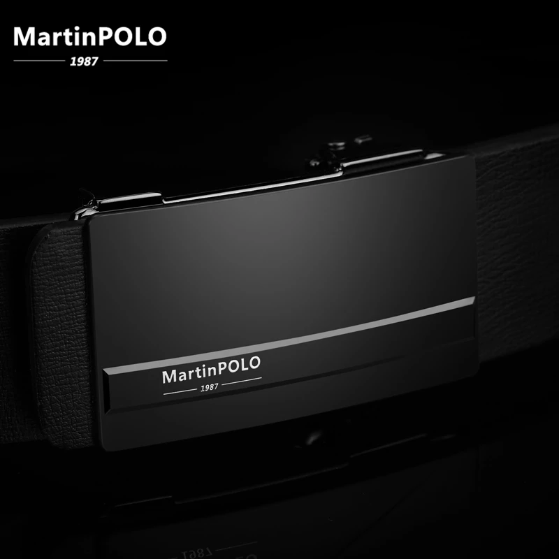 Мужской ремень MartinPOLO с автоматической пряжкой кожаный пояс для джинсов мужской