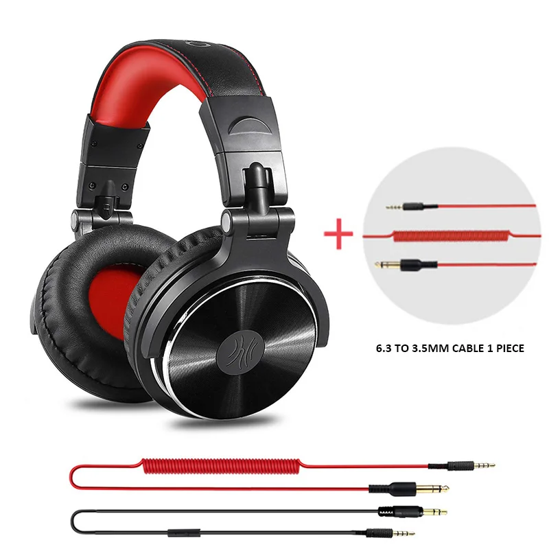 Oneodio DJ гарнитура игровая с микрофоном телефон ПК Проводная над-ear Hifi Студия DJ наушники Профессиональный стерео монитор Urbanfun - Цвет: Red-Extra Cable