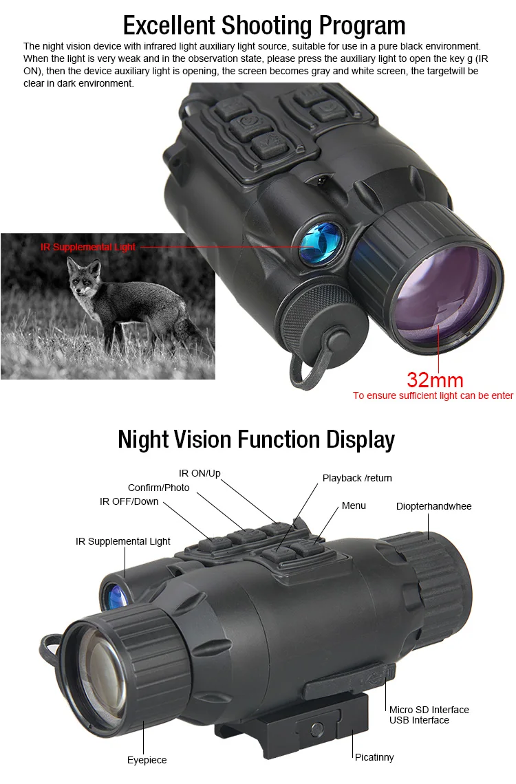 

Free Shipping tactical Multifunctional Digital night vision 3x hunting monocular night vision for hunting tactical GZ27-0021