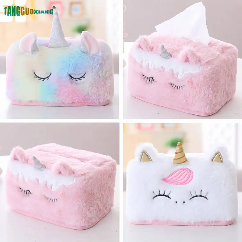 Креативная плюшевая коробка для салфеток в виде единорога автомобильные