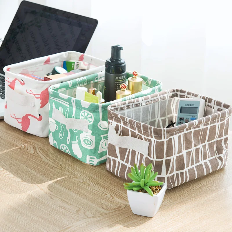 

DIY Desktop Storage Basket Container Organizer Fabric Basket Home Desktop Storage Bags Sundries Underwear Toy Storage Box