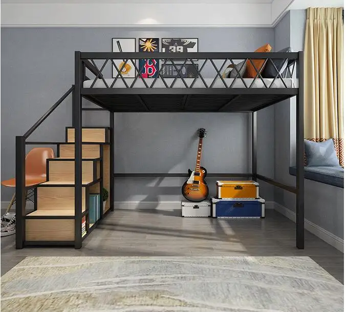 Железная поднятая кровать простая Маленькая плоская многофункциональная
