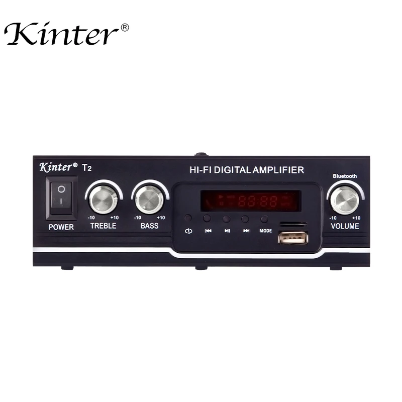Kinter T2 HiFi усилитель аудио с USB TF входом для Bluetooth FM радио 2.0CH 20 Вт Питание AC и DC 12 В