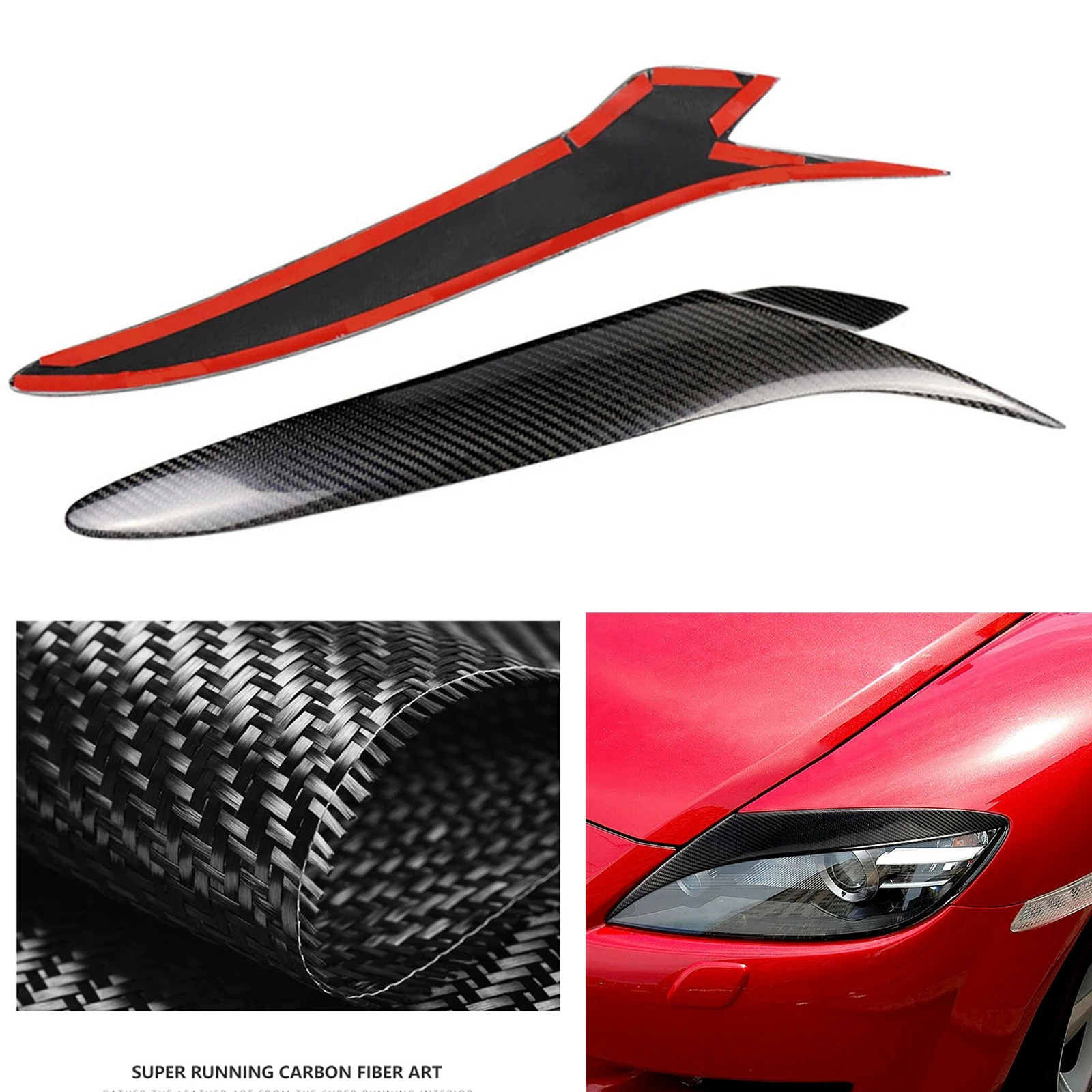 

Front Head Light Brow Trim For Mazda RX-8 RX8 Coupe 2004-2008 Carbon Fiber Headlight Eyelid Eyebrow Cover Lamp Headlamp Sticker