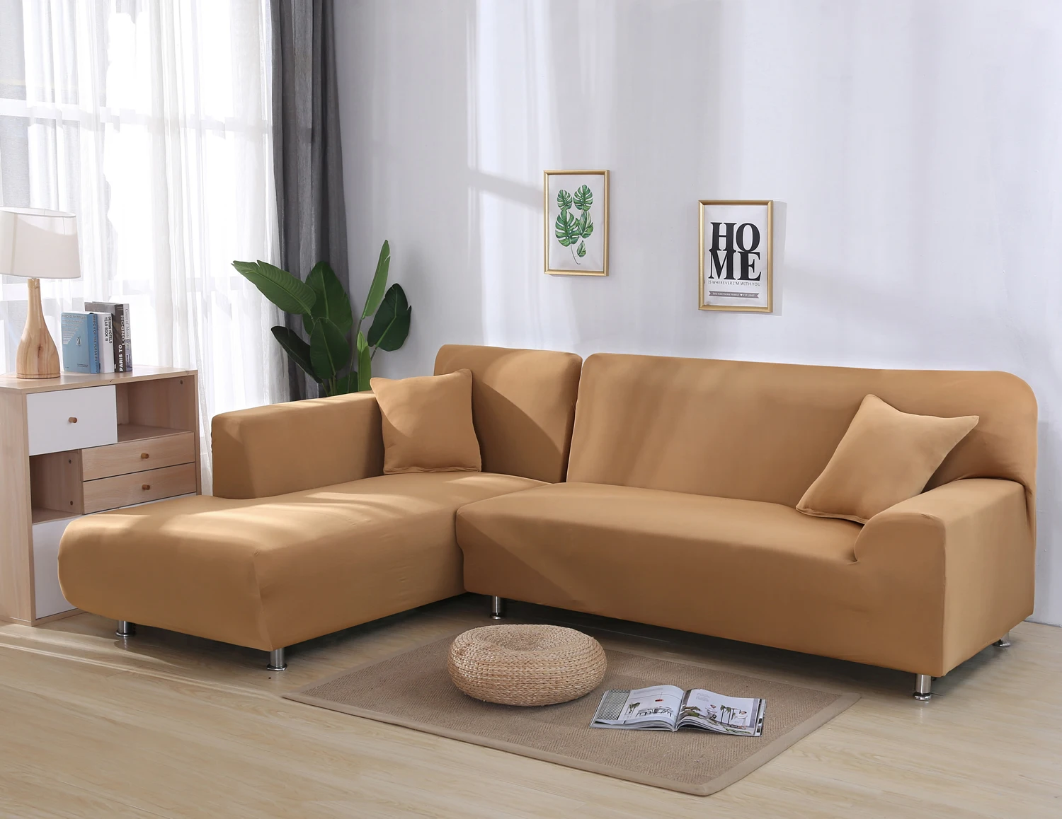 1 шт. сплошной цвет эластичный чехол на диван спандекс современный полиэстер угловой диван покрывало для дивана стул протектор гостиная 3 местный - Цвет: camel