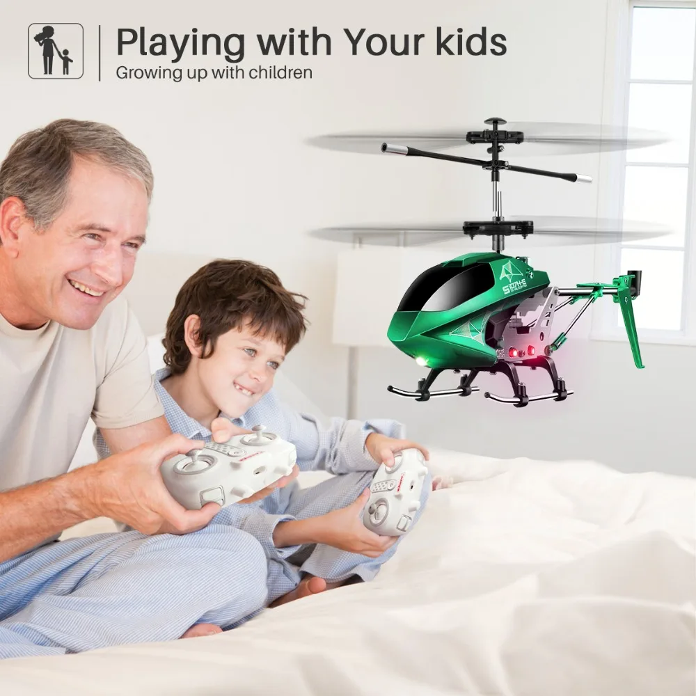 Syma S107H-E, металлический мини-Дрон, один ключ, радиоуправляемые вертолеты для детей, взрослые игрушки, уличный Забавный Дрон, 2,4 ГГц, пульт дистанционного управления