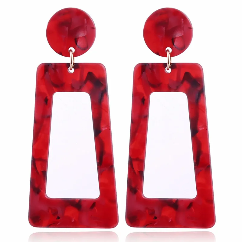 New Trapezoid Big Long Acrylic Nails Acetate Drop Earrings For Women Boho Colorful Rectangular Tortoise Jewelry | Украшения и