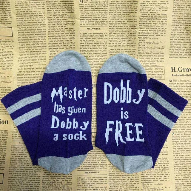 Dobby is free 4 Изготовленные на заказ винные носки, если вы можете прочесть это, приносите мне бокал вина осень весна зима Хэллоуин Рождественский носок для подарков Прямая поставка - Цвет: Dobby is free 4