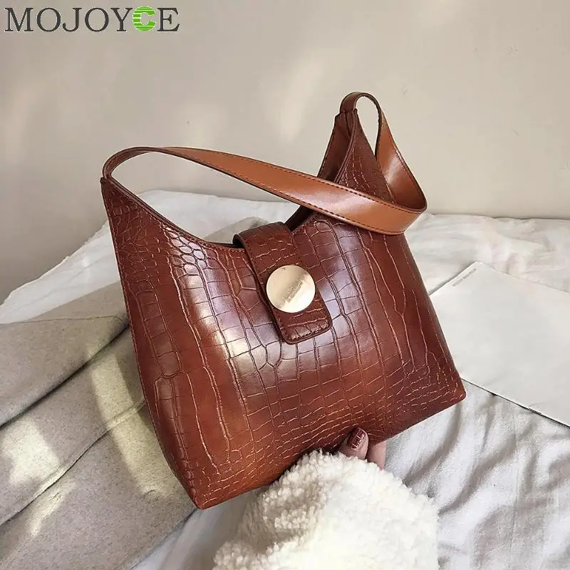 Женские Ретро Сумки из искусственной кожи крокодила модная однотонная сумка