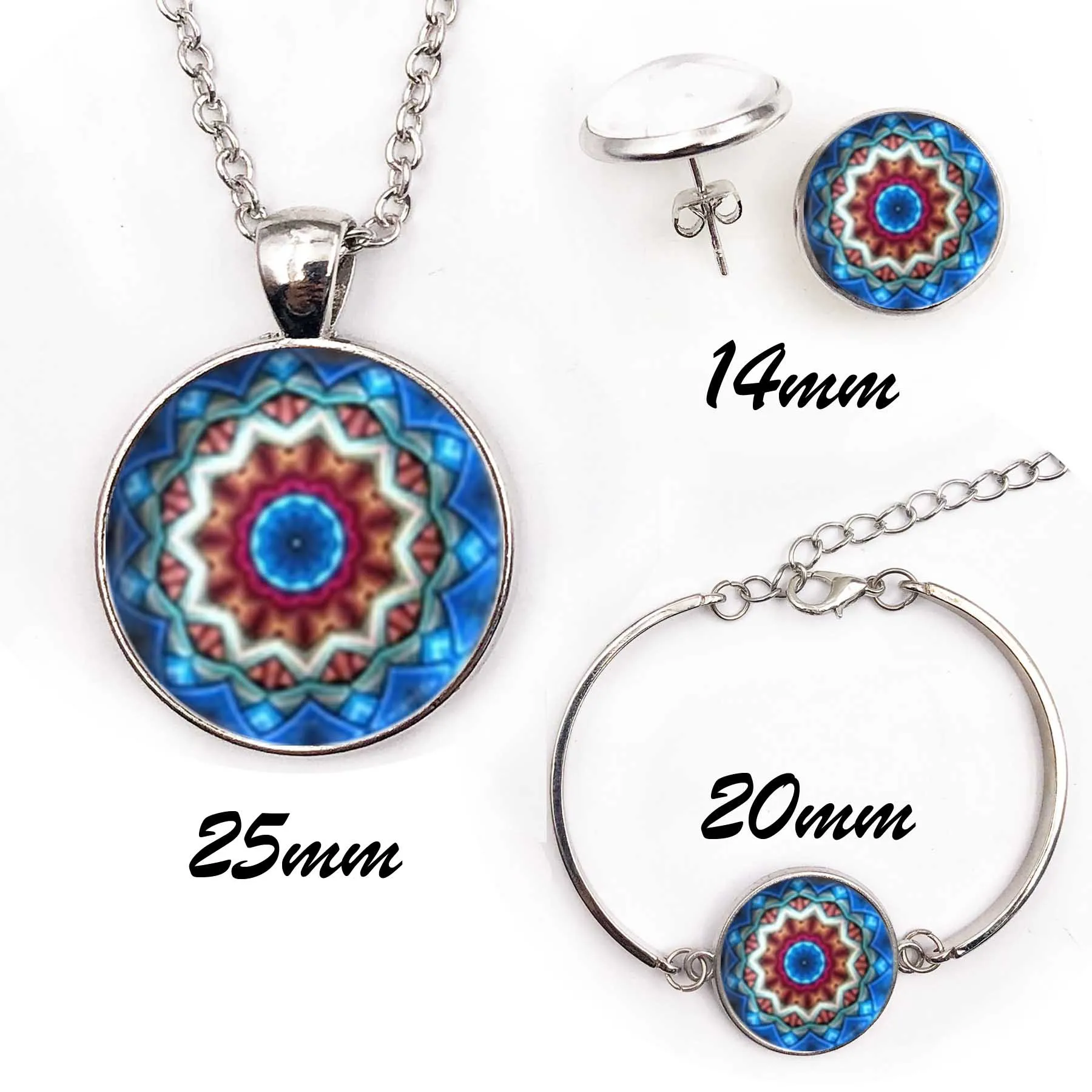 Мода Мандала Ювелирные наборы цветком дурмана и Фото Арт колье браслет серьги