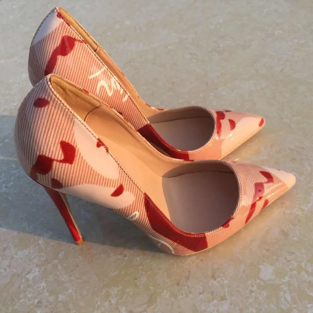 

Graffiti Printed Women Pumps Sexy Stiletto high heels Summer Wedding Party Woman Shoes Dress Pumps