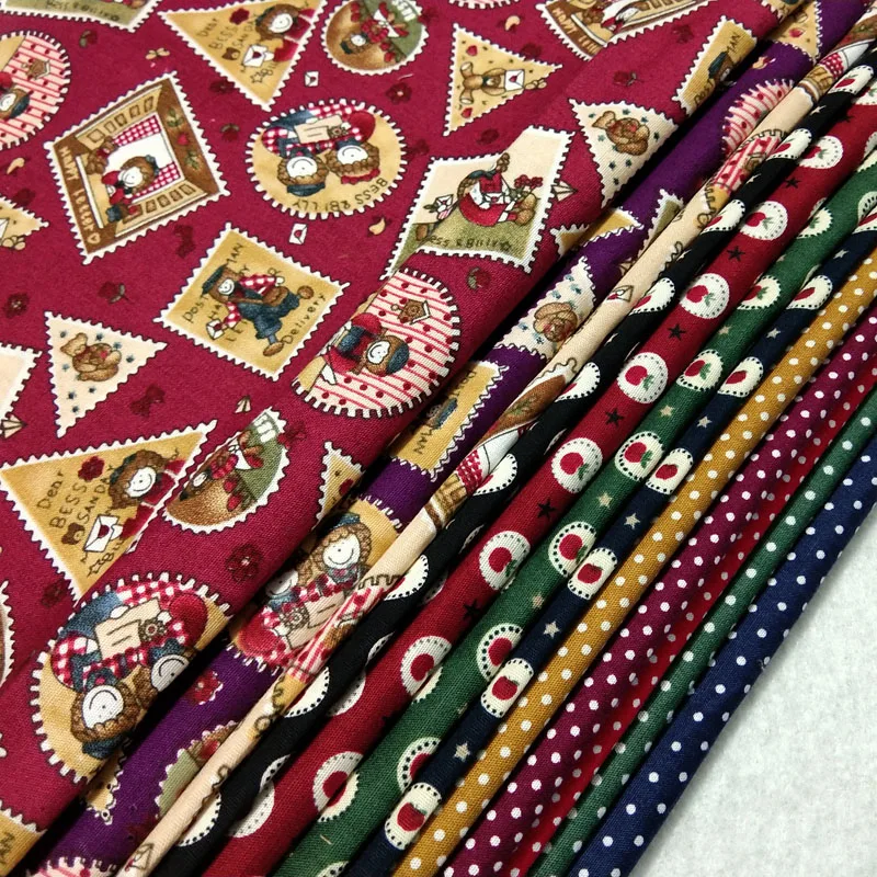 Хлопковый поплин в горошек с принтом APPLE домашний текстиль ткань для шитья 100%