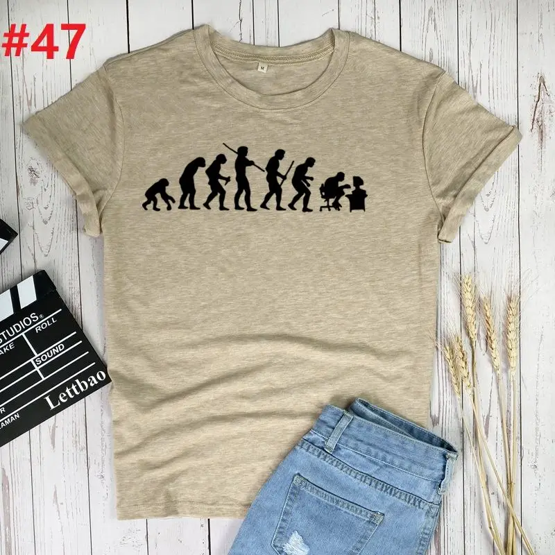 

Evolution Printing T-shirts Women Clothes 2021 Summer Tshirts Cotton Women Graphic Tee Shirt Femme Vogue Shirt Ropa Mujer Verano