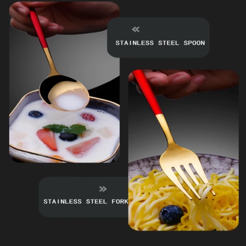 

24pcs Stainless Steel Tableware Set Durable Household Dining Table Decoration Dinnerware Kitchen Cuisine Spoon Fork Knife Sets