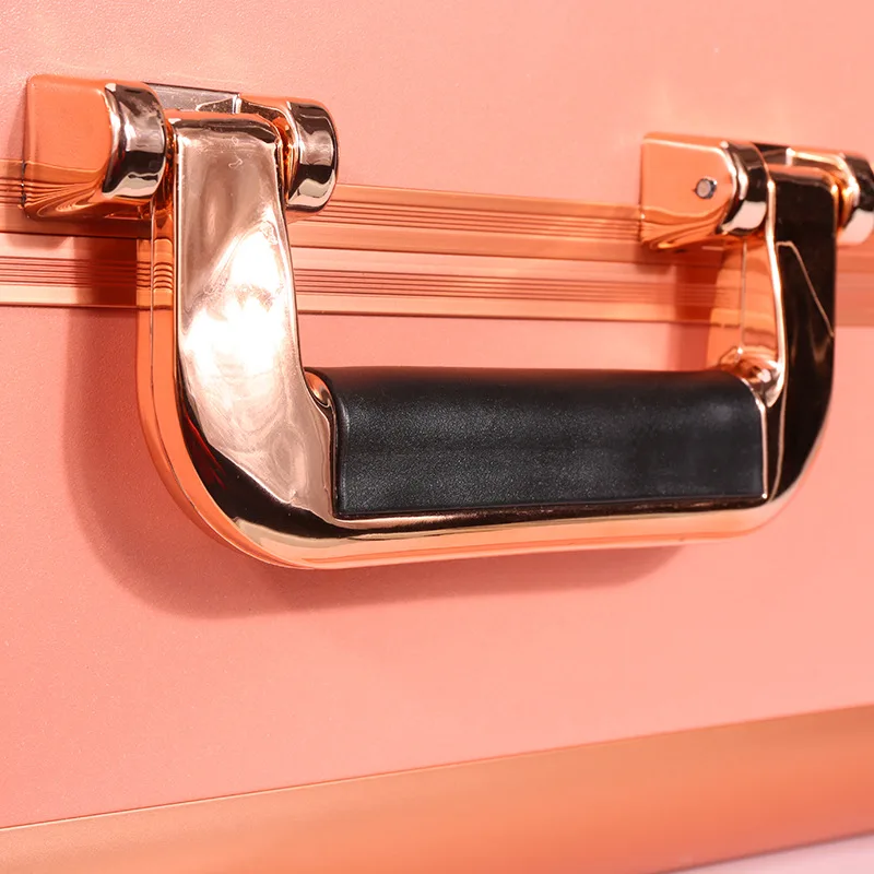 

Makeup Case Portable Double Open Aluminum Travel Cosmetic Organizer Box Makeup Train Case Professional Cosmetics Bag Veninow