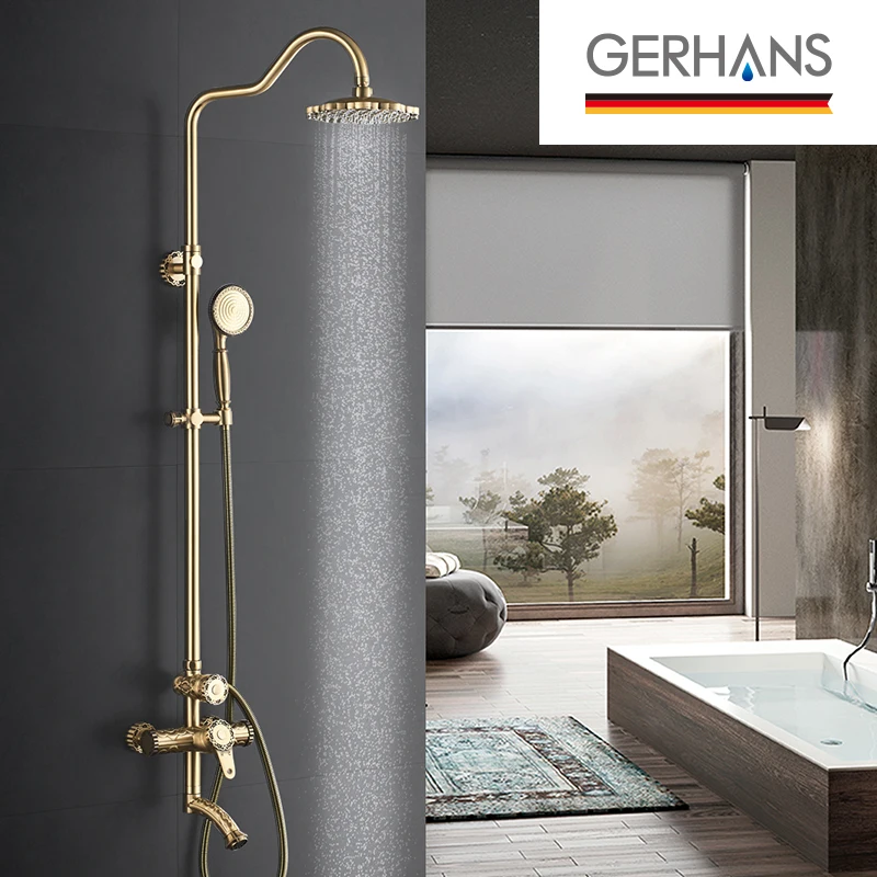GERHANS Faucet K19018 Душевая система со смесителем и тропическим душем Цвет: Античная