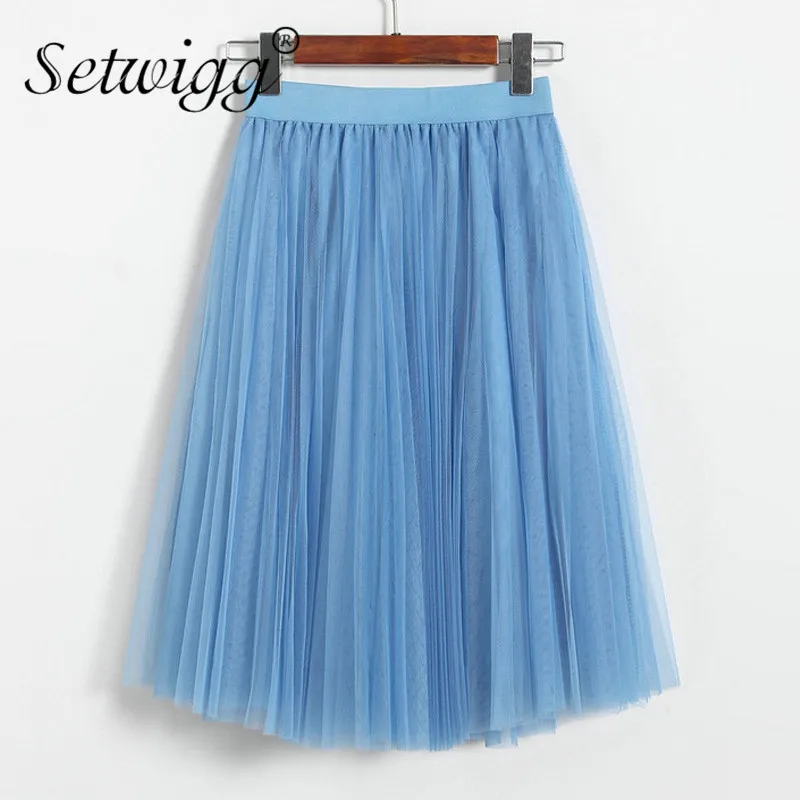 SETWIGG/многослойная юбка средней длины в сеточку Юбка трапециевидной формы с