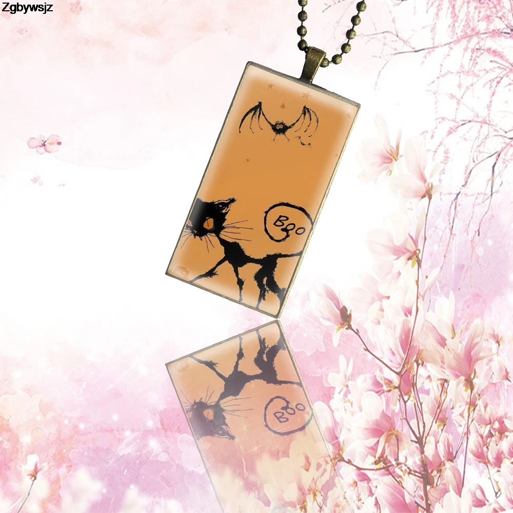 Ожерелье со стеклянным кабошоном для девочек прямоугольное модное колье с