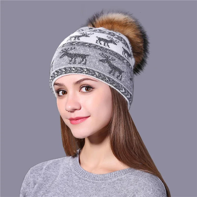 mink white Xthree новые настоящие норковые помпоны Рождественская шерстяная кроличья шерсть вязанные шапочки Skullies зимняя женская шапка для девочек feminino beanies hat - Цвет: mink white