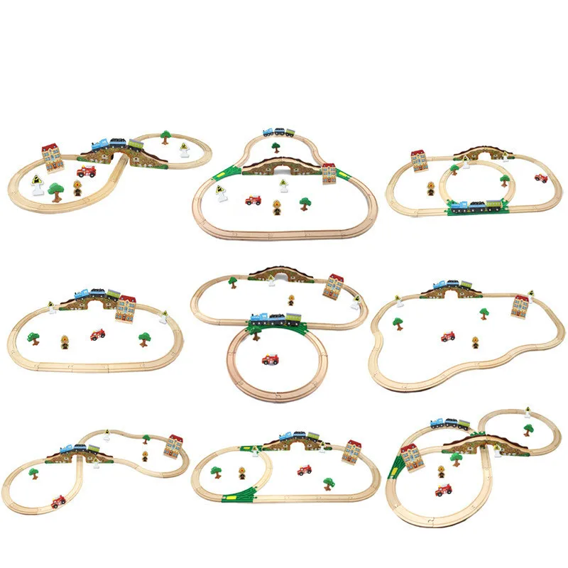 

3Styles New Hot 9 in1 Wooden Railway Train Set Stanard Electrionic Train Head Track Toys for Kids Without Box