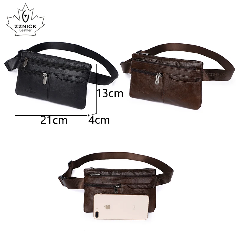 Поясная Сумка ZZNICK мужская из натуральной кожи забавная модная Роскошная