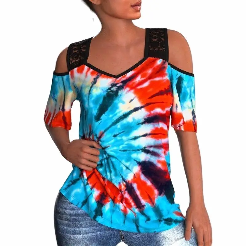 

2021 летнее кружевное платье «вареный» с принтом короткий рукав Футболка