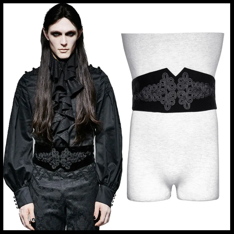 Мужской Готический пояс в стиле панк Рейв корсет на пуговицах благородный бархат