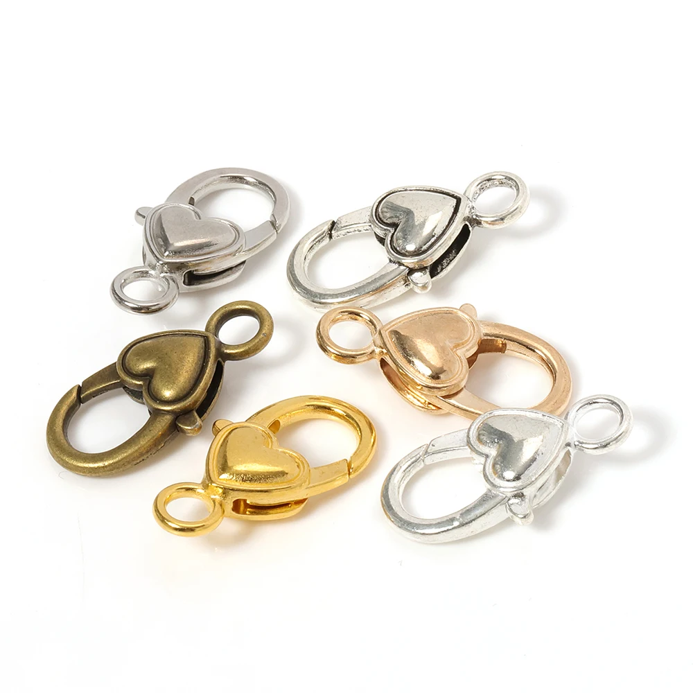 

10pcs/lot 14x27mm Big Heart Shape Lobster Clasp Hooks For DIY Jewelry Making Necklaces Bracelet Chain Connectors Accessories