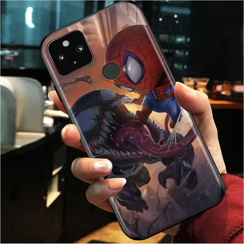 

Marvel Spiderman Cartoon Shockproof Cover for Google Pixel 5 4 4A XL 5G Black Phone Case Shell Soft Fundas Coque Capa
