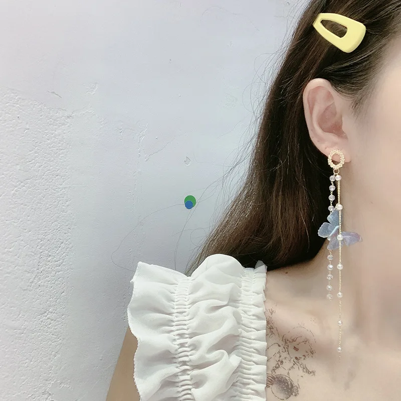 

MWSONYA 2020 Fashion Cute Korean Luxury Butterfly Crystal Tassel Dangle Earrings for Women Rhienstone Ear Party Jewelry