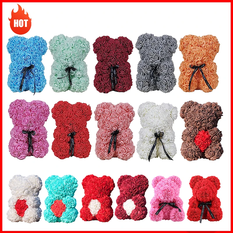 24 см Тедди с рисунком &quotМедведь&quot &quotЦветок&quot PE искусственные розы вечерние