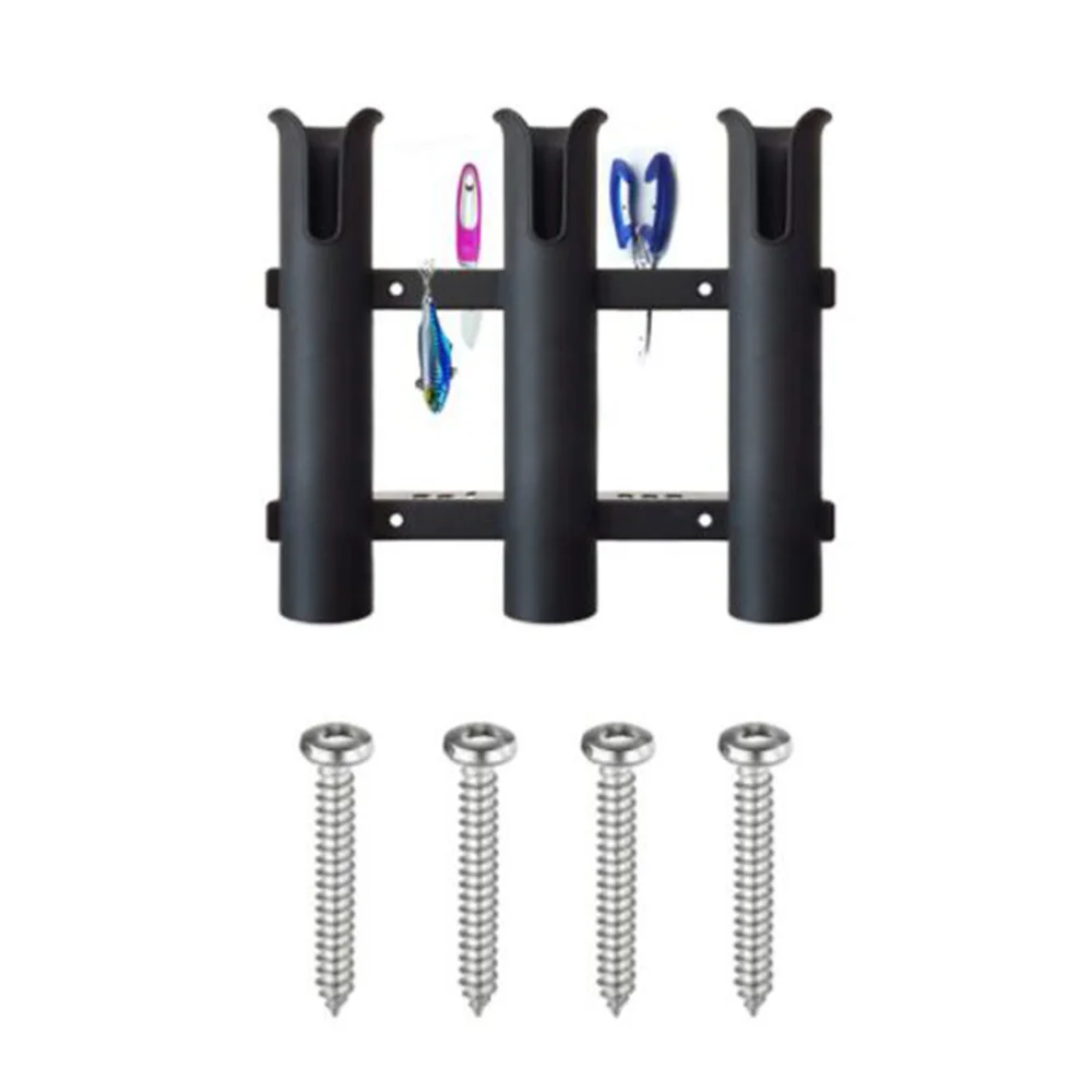 

1Pcs 48mm Fishing Rod Holder Marine Stainless Steel Triple Rows Yacht Sea Fishing Rod Accessories Boat Fishing Rod Bracket(Black