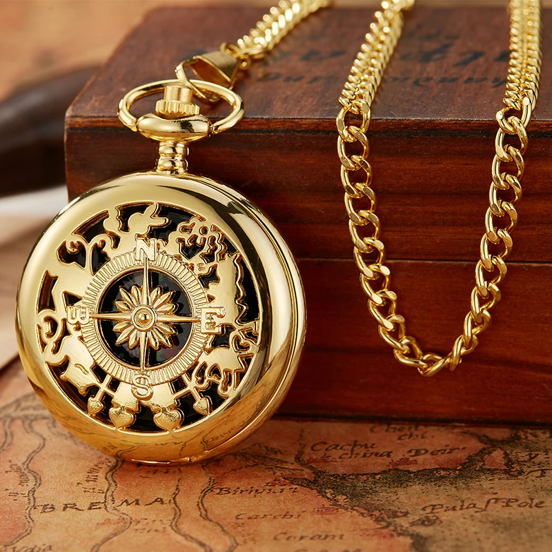 Кварцевые карманные часы в античном стиле роскошный золотистый чехол с полым