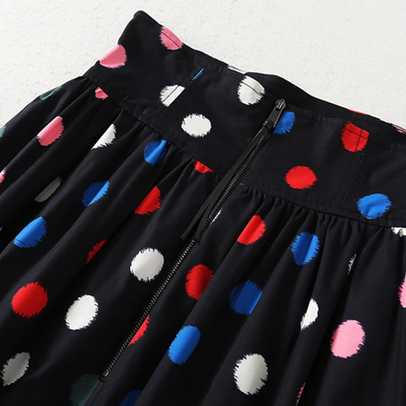 

Runway Fashion Women'S Sets Spring Autumn New Color Dot Print Shirt Tops And Half Length Skirt Elegant Vintage Two Piece Suit
