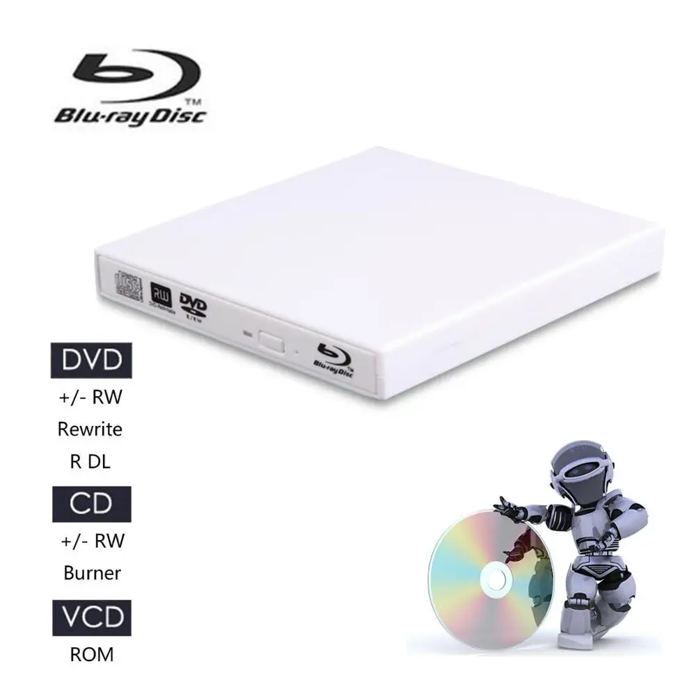 Bluray плеер Внешний USB 2 0 DVD привод Blu Ray 3D 25 г 50 BD R ROM CD/DVD RW записывающее устройство для