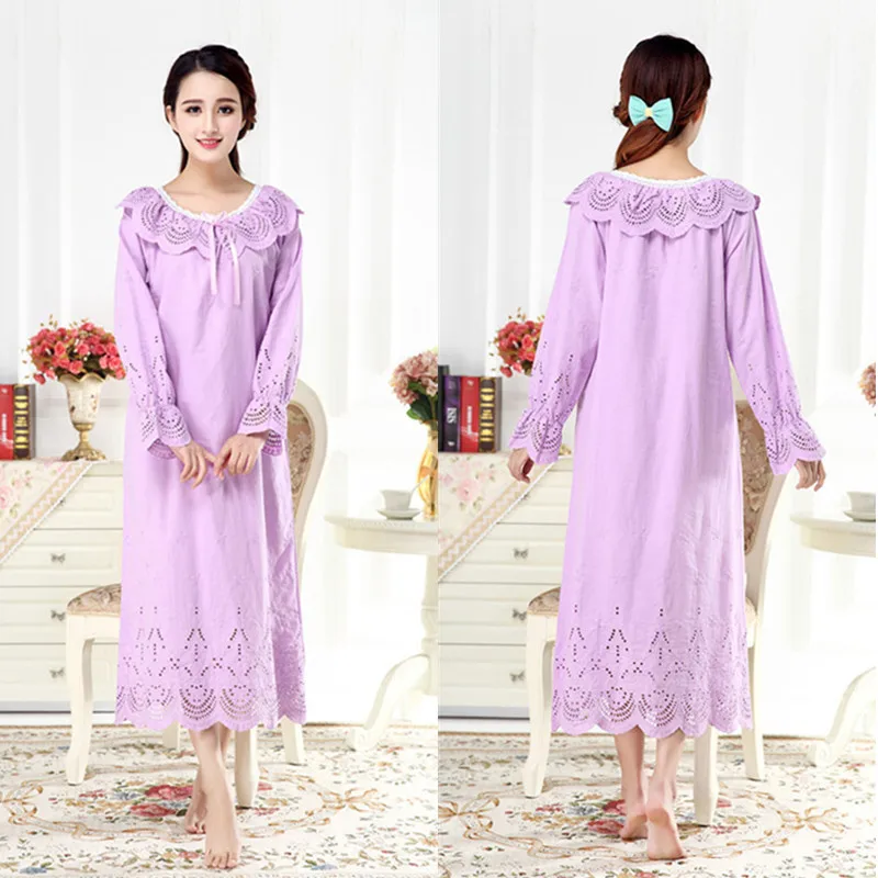 2021Spring and Autumn New Women's Nightdress White Noble Palace Princess Home Service Sleep Tops Sleepwear Women Sexy Nightwear