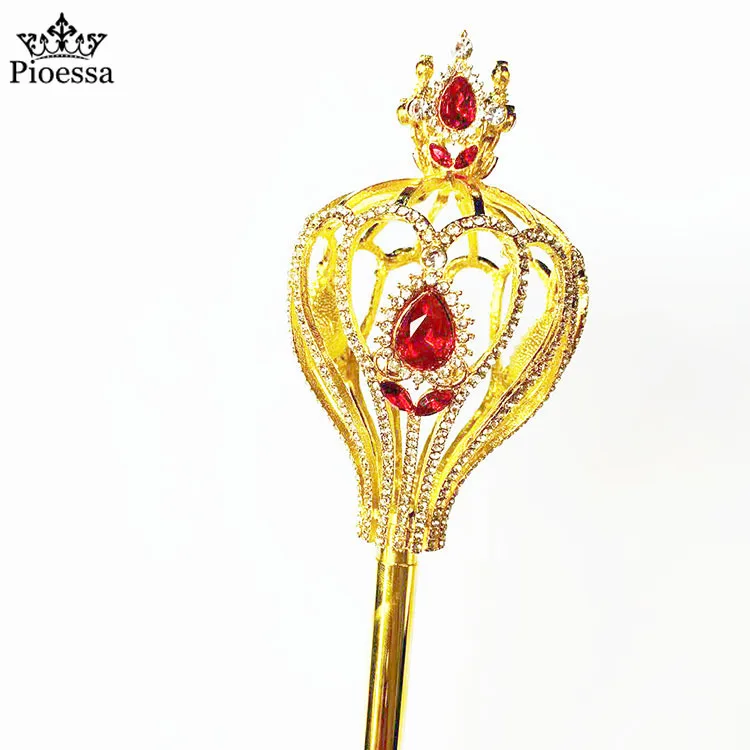 Red or Blue Royal Scepter King Queen Fancy Dress Book Day Week Costume Cosplay Accessory Alloy Cartoon Scepter Lolita Show Props