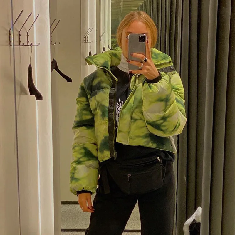 Куртка женская короткая на молнии с воротником стойкой и поясом|Женские парки| |