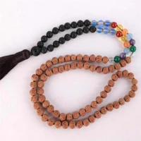 8mm 108 knot natural lava rudraksha seven chakras beads bracelet chakra mental handmade spirituality energy easter taseel yoga