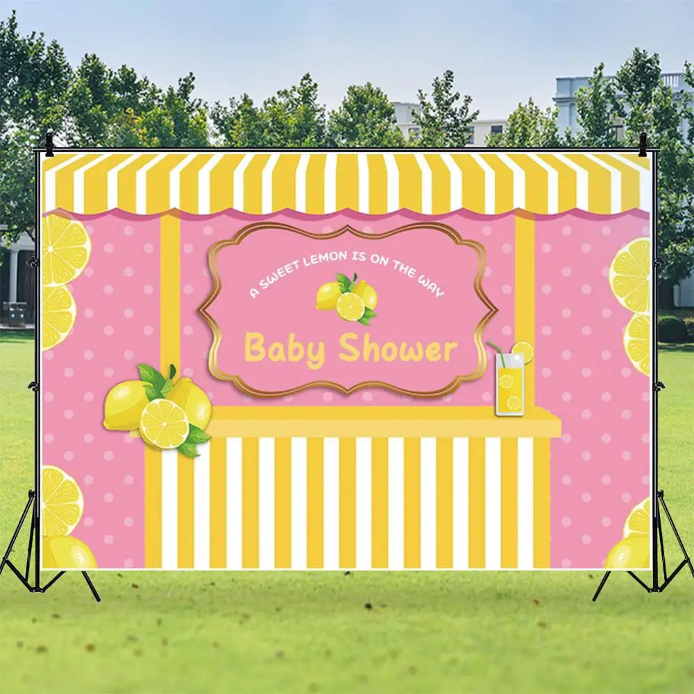 

Yeele Pink Yellow Lemon Fruit Store Candy Newborn Baby Shower Birthday Backdrop Vinyl Photography Background Photophone Poster