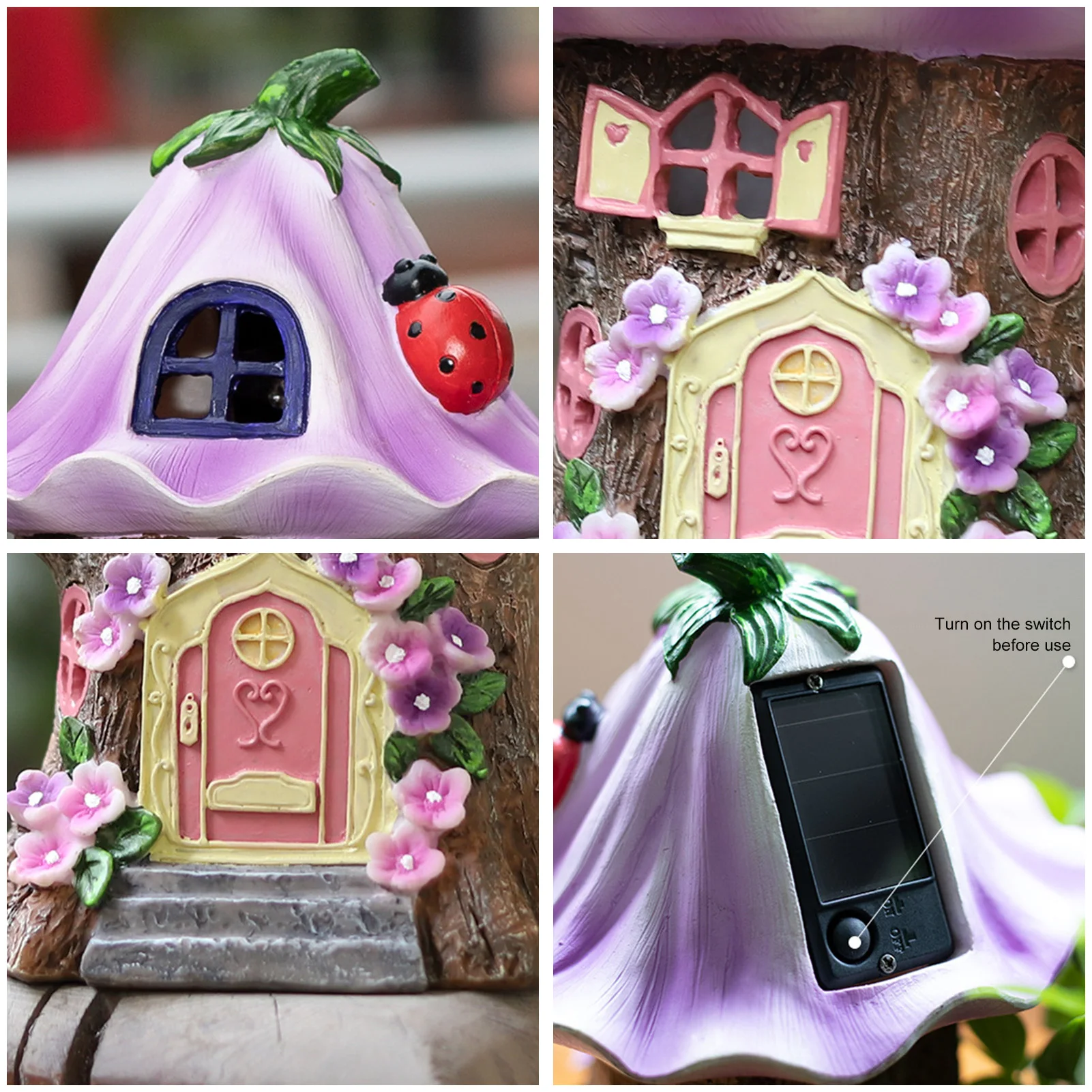 

Glow in Dark House Resin Fairy Garden Craft Decoration Miniature Micro Gnome Terrarium Tree Houses Castle Gift Backyard Decor