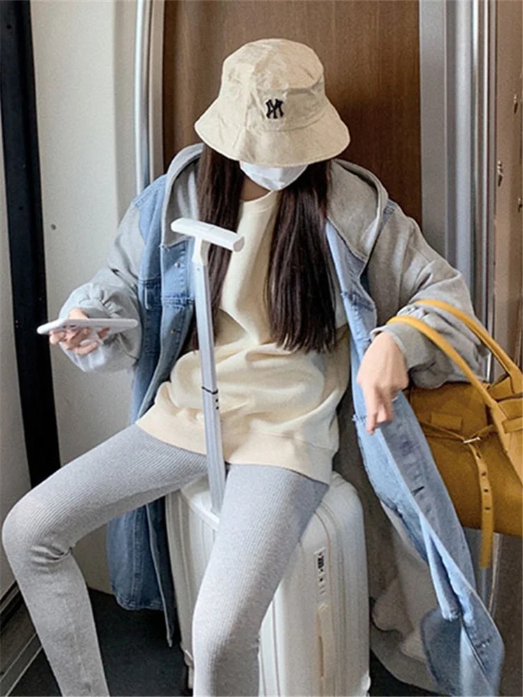 

Salt Style Fried Street Hooded Denim Lamb Wool Coat Women's Autumn and Winter Korean Style Mid-Length Leisure Cargo Fleece-Lined