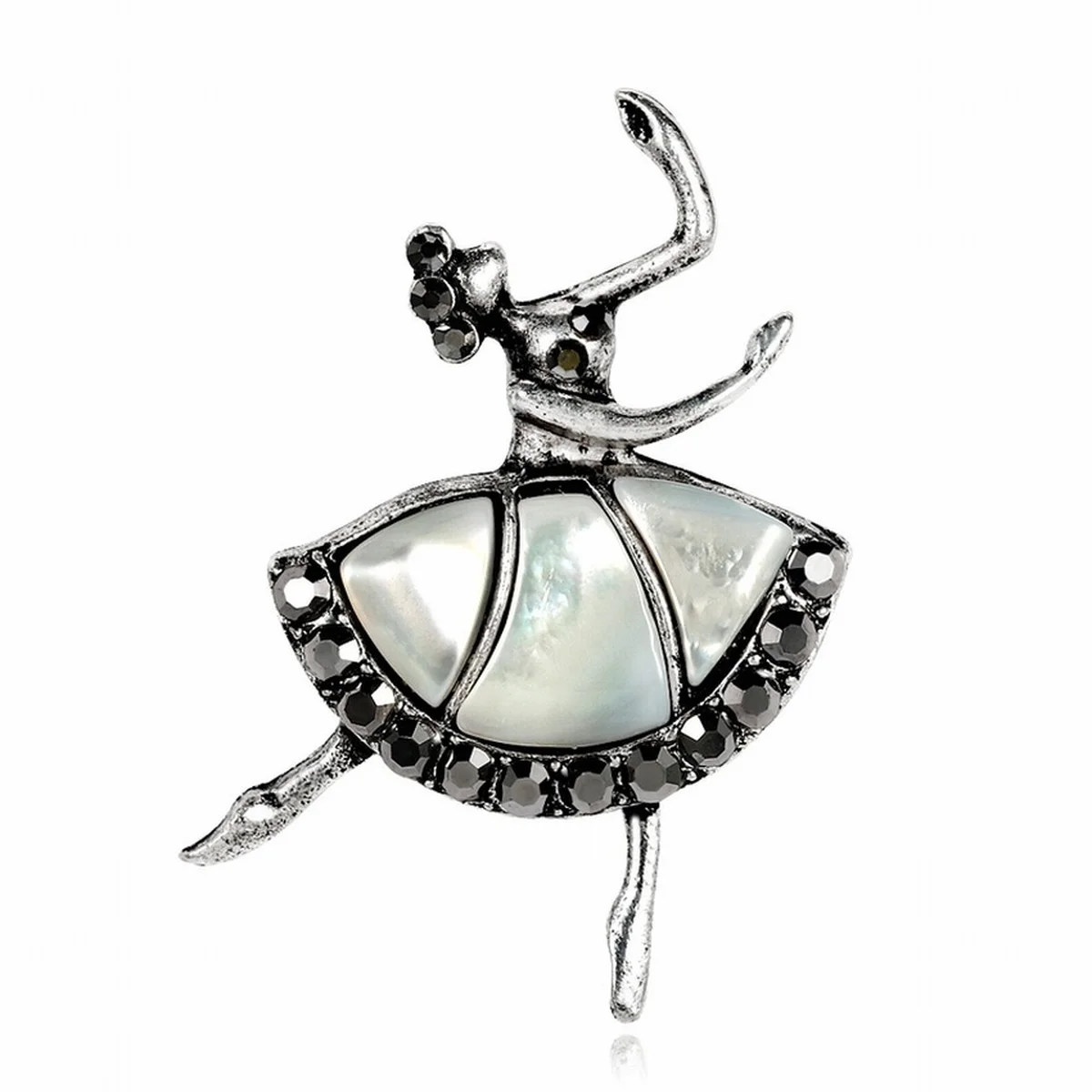 Trendy Simple Vintage Shell Brooch Ballerina Girl Pin for Women Fashion Bags Scarf Corsage Jewelry Accessories | Украшения и