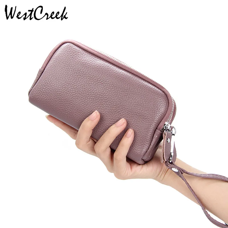 

Модные женские кошельки WESTCREEK, кошельки с ремешком на запястье, женская сумка из натуральной кожи для монет, телефона, денег