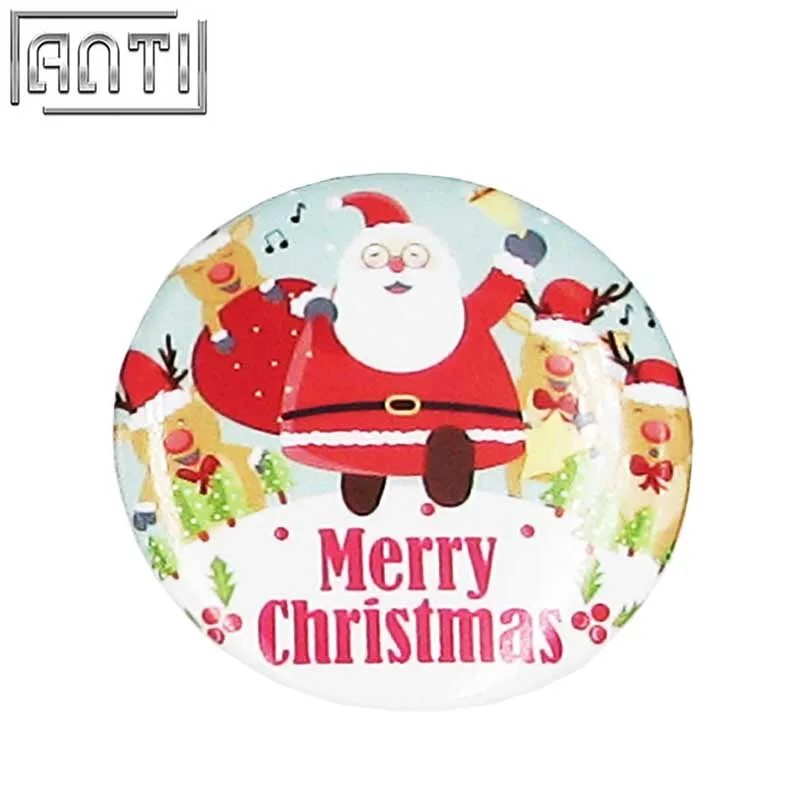 

Hot sale manufacturer custom your own high quality design round Father Christmas Offset print pin